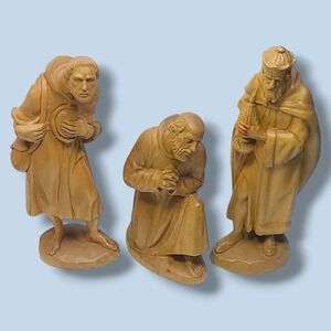 ANRI‎ Kuolt Wise Men Nativity Set 3pc 6" Carved Wood Italy Vintage Christmas